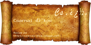 Csarnai Ákos névjegykártya